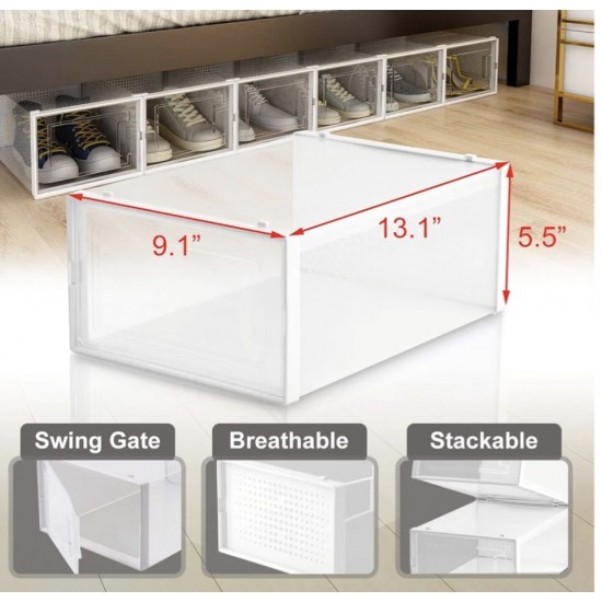 6-Piece Transparent Plastic Shoe Rack