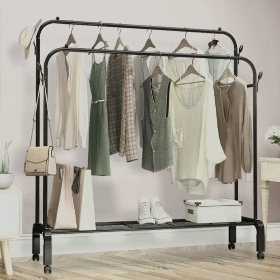 SpaceRack Pro – Double Layer Rolling Clothes Rack