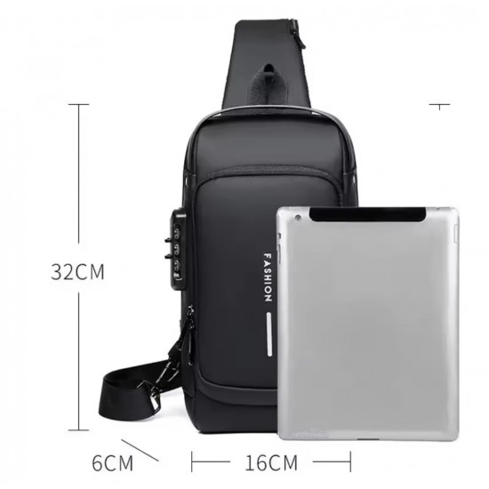 Fashion Locked USB Cross Bag (32x8x16cm)