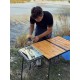 Foldable Portable Handmade Picnic and Camping Table with Barbecue Grill