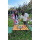 Foldable Portable Handmade Picnic and Camping Table with Barbecue Grill