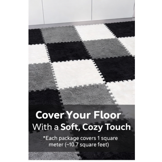 SoftGrid Puzzle Plush Carpet (1 Pack 12 pcs~ 1 m²)