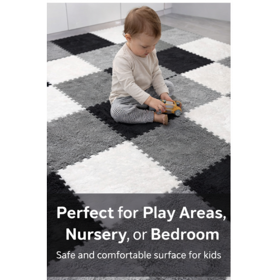 SoftGrid Puzzle Plush Carpet (1 Pack 12 pcs~ 1 m²)
