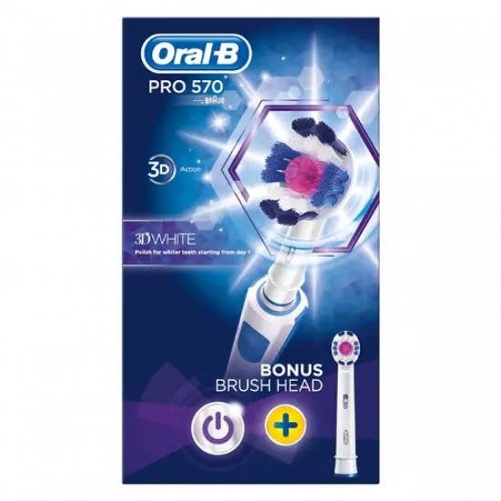 Oral-B  Pro 570 Sensi 3D White Şarjlı Diş Fırçası + Ekstra Fırça 