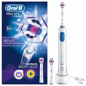 Oral-B  Pro 570 Sensi 3D White Şarjlı Diş Fırçası + Ekstra Fırça 