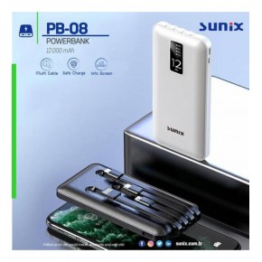 Sunix PB08 Micro, Ios Lightning, Powerbank 12000mAh with Type-C Output Led Display