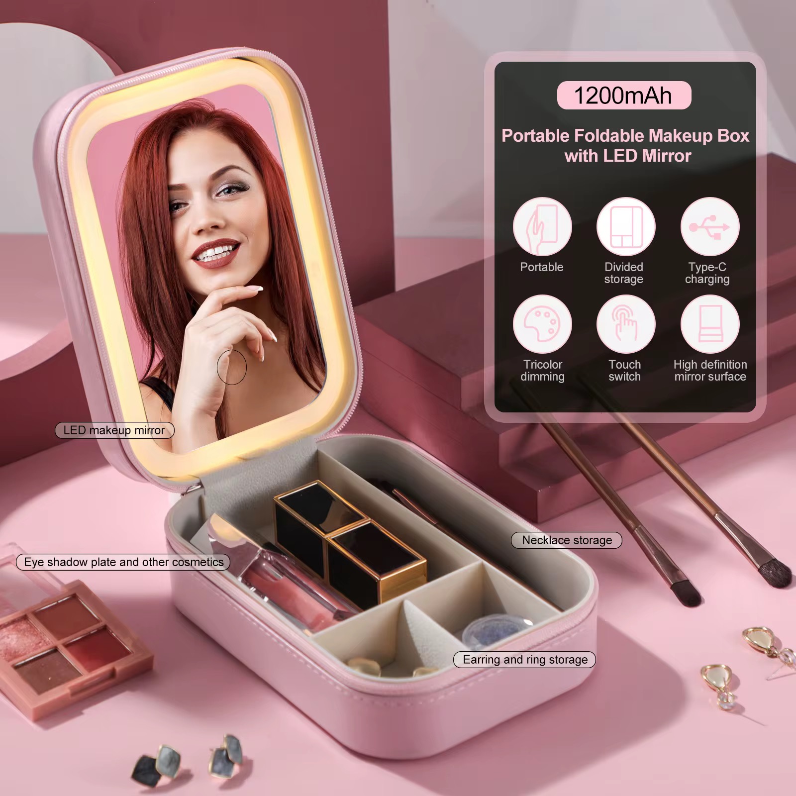 GlamBox Pro - Mini LED Makeup Organizer (16.5x11.5cm)